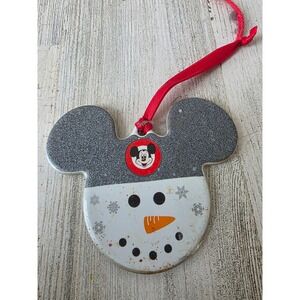 Vintage porcelain snowman Mickey ears ornament snowflakes Xmas tree